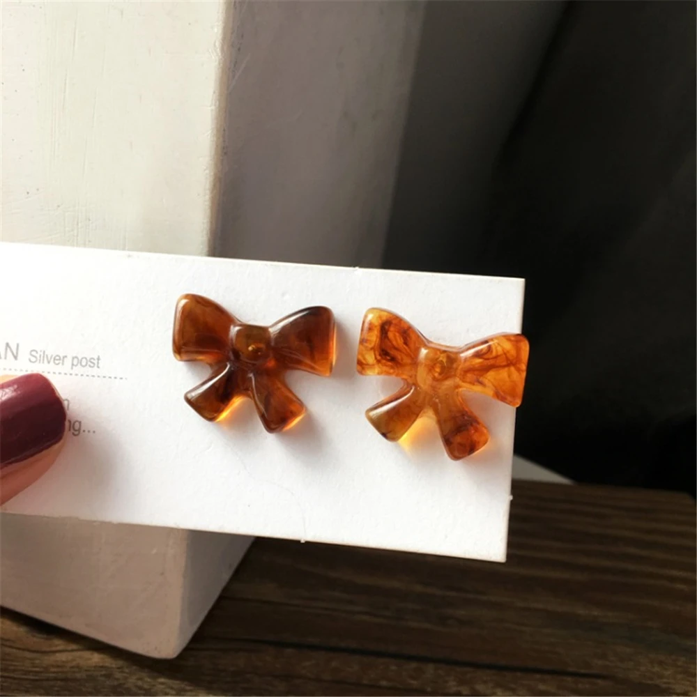 

NEW RUANME A Pair Of Earrings Women Resin Bowknot Earrings Jewelry Accessories