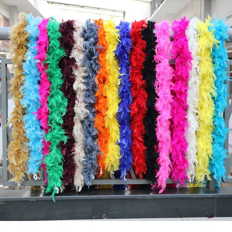

2m Chicken Feather Strip Color Turkey Feather Boa for Wedding Birthday Party Wedding Decorations Clothing Accessories