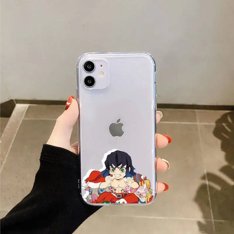 

Christmas Demon Slayer Phone Case Transparent for iPhone 6 7 8 11 12 s mini pro X XS XR MAX Plus