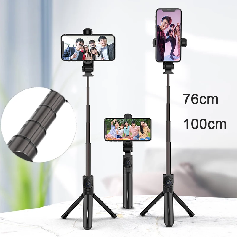 

76cm 100cm Aluminum Alloy Selfie Stick Tripod for iPhone 12 Samsung Huawei Xiaomi Camera Selfie Shutter Monopod