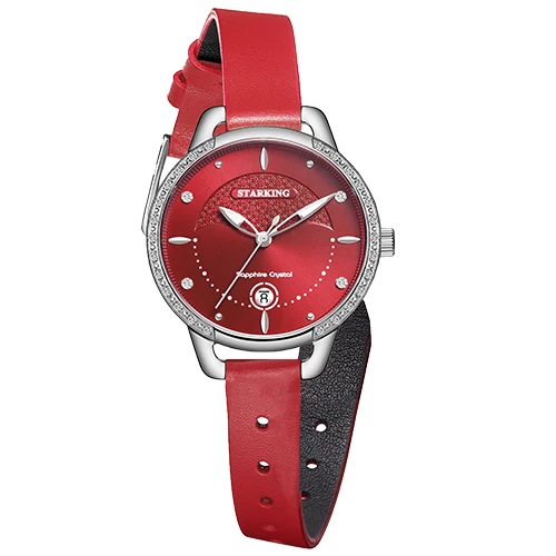BL1009SL55 STARKING женские часы с бриллиантами кварцевые наручные часы модные сапфировые кожаные часы Дата девушка наручные часы подарок для жены Relogio - Цвет: BL1009SL55