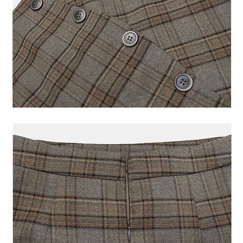 

Preppy Style Vintage Plaid Short Skirt Autumn Winter Korean Fashion Women's Woolen Mini Skirts Kawaii Single Breasted jupe femme