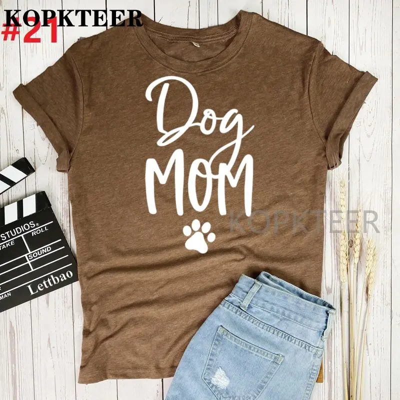 

Dog Mom Print T Shirt Women Short Sleeve O Neck Loose Tshirt 2021 Summer Tee Tops Short Sleeve Female Camisetas Mujer