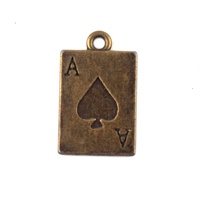 

50pcs/lot Bronze Tone Poker A Heart Charms Pendant Necklace Alloy Handmade Jewelry Accessories Wholesale Findings Fashion