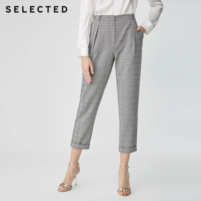 Женские клетчатые повседневные укороченные брюки в стиле ретро от избранного