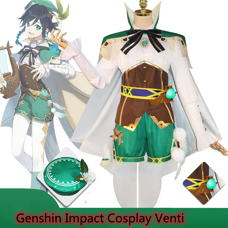 

Venti Costumes Game Genshin Impact Anime Cosplay Accessories Props Wig Cloak Suit Halloween Gift
