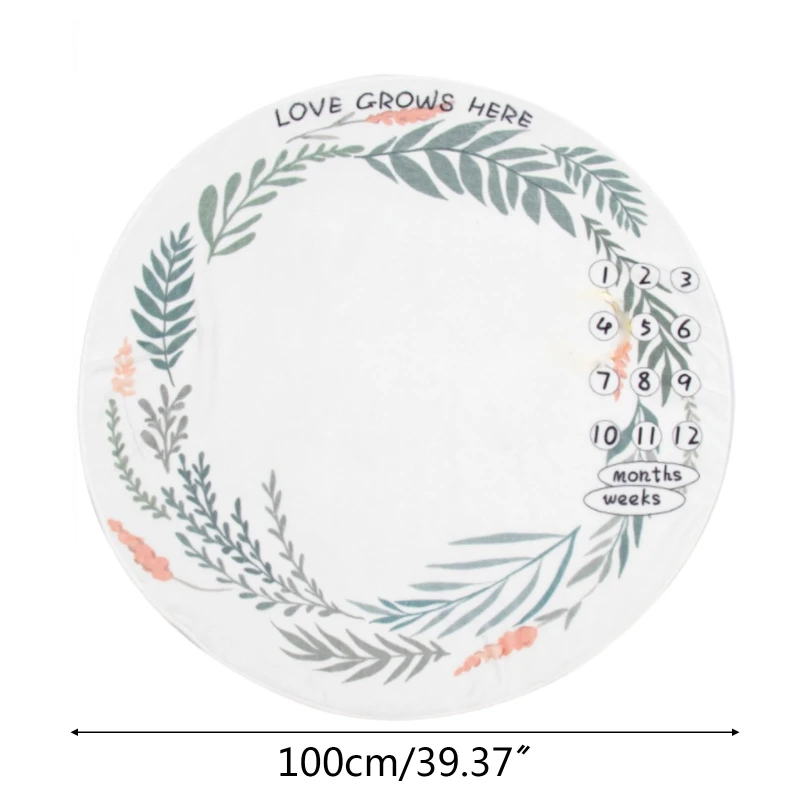 

Baby Monthly Record Growth Milestone Blanket Soft Flannel Round Rug Mat Props