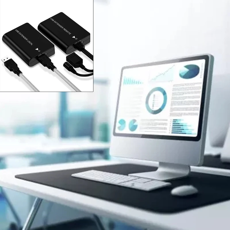 Удлинитель USB 2 0 60m Rj45 Ethernet Cat5e/6 для ПК/микрофона/веб-камеры не требует драйвера
