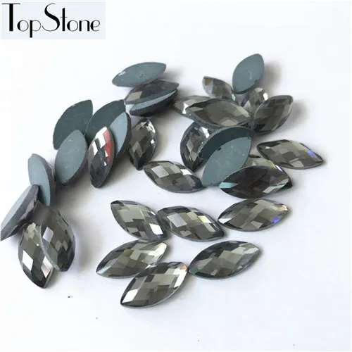 TopStone 5x10 7x15 6x12 8x16 10x20 13x25 мм прозрачный Navette граненые стеклянные камни с плоской