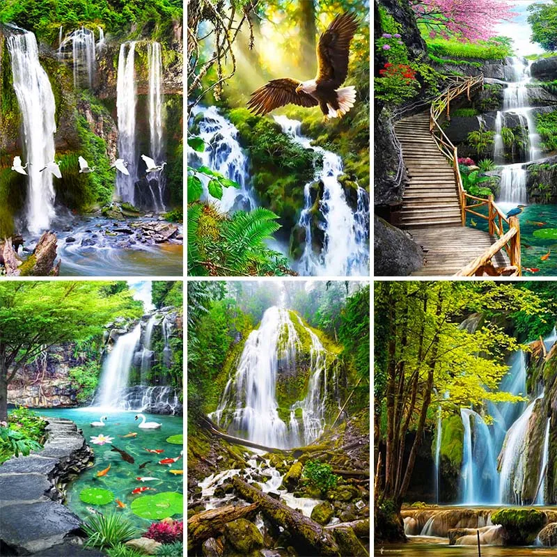 

5D DIY Diamond Painting Kits, Full Round/Square Diamond Embroidery, Landscape Flower Water Art Cross Stitch Home Decoration Gift