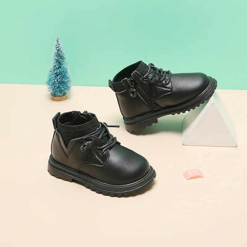 Ботинки Детские демисезонные из ПУ кожи и трикотажа на возраст 0-3 года 12-15 5 см |