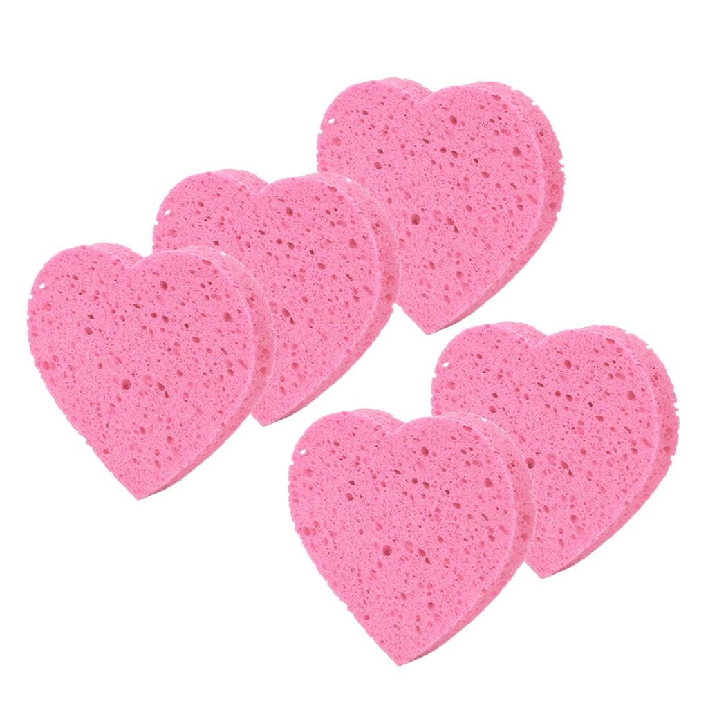 

5 Pieces Heart Shaped Facial Cleansing Sponge Wash Pad Make Up Removal Puff