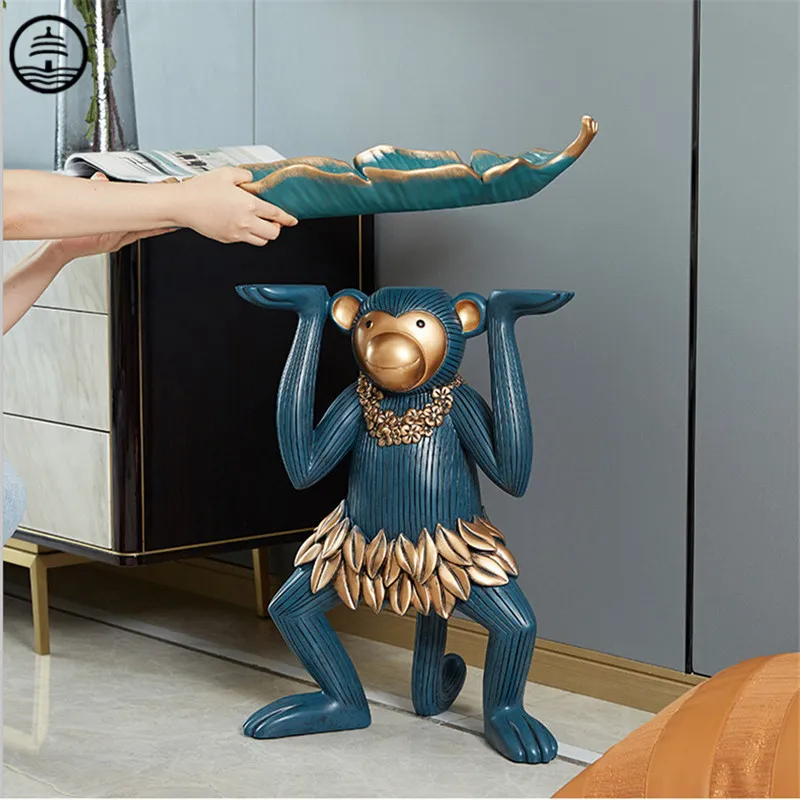 

BAO GUANG TA Monkey Figurine Storage Tray Fruit Plate Animal Decoration Creative Nordic Style Tropical Decoration Statue R6736