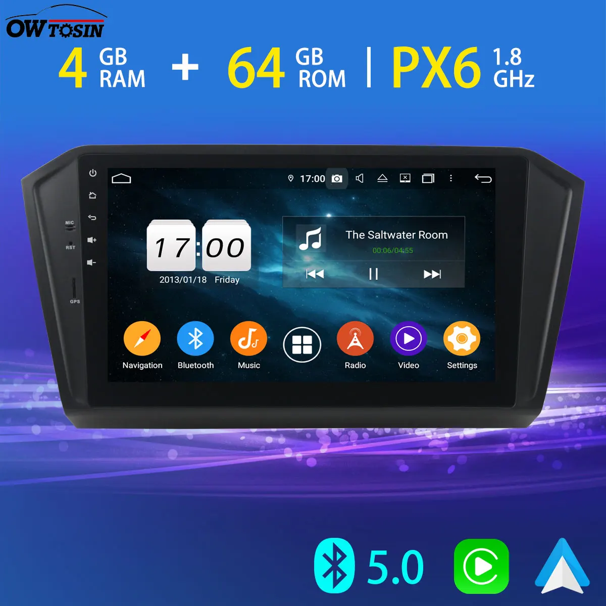10 1 ''PX6 4G + 64G Мобильный dvr плеер Android авто для Volkswagen VW Passat B8 Magotan CC GPS Bluetooth