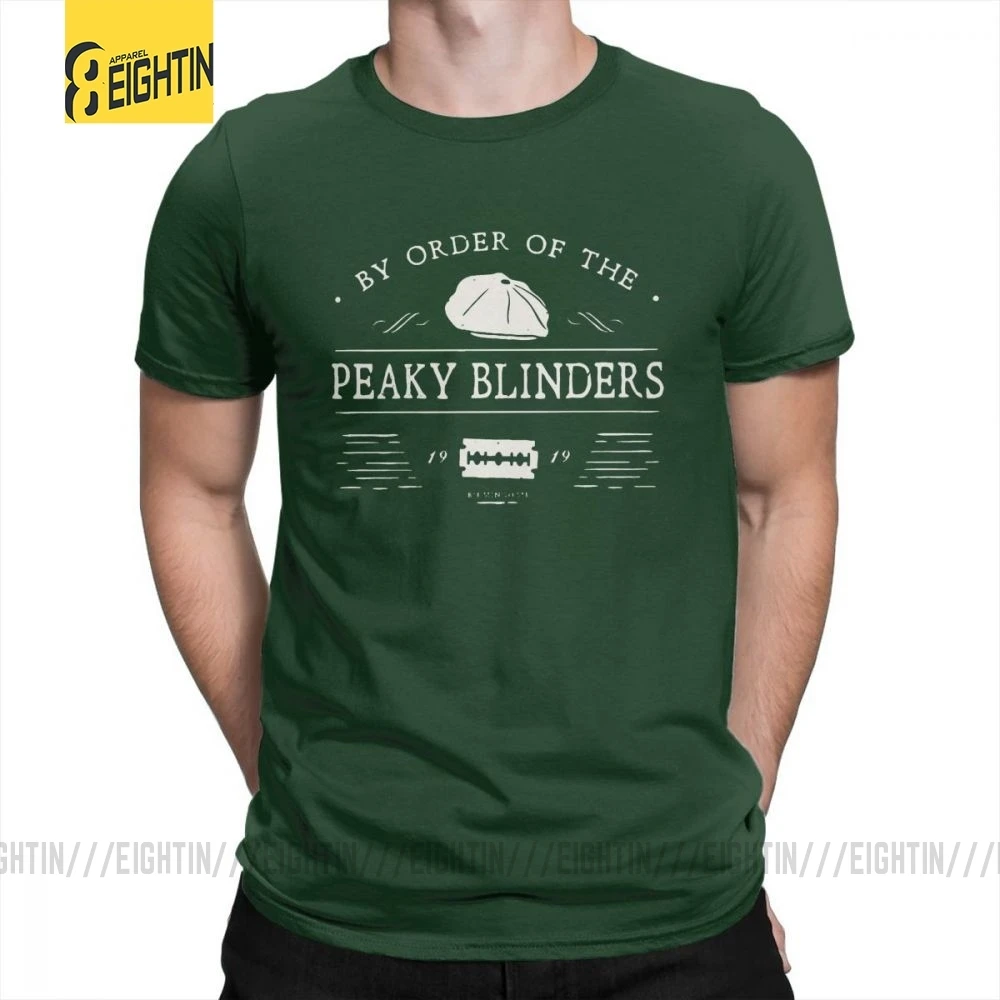 По заказу The Peaky Blinders мужские крутые принтованные футболки с круглым вырезом размера плюс футболки с коротким рукавом футболки хлопок - Цвет: Forest Green