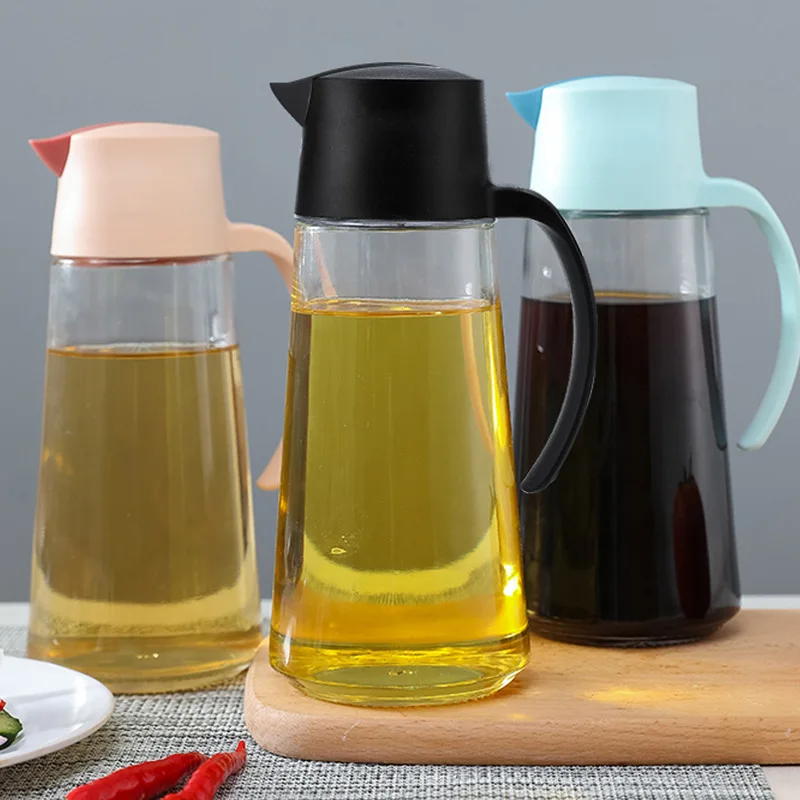 

Automatic Open Lid Glass Oil Bottle Sauce Bottle Seasoning Bottle for Oil Vinegar Sauce Creative Oil Dispenser Kitchen Accessory