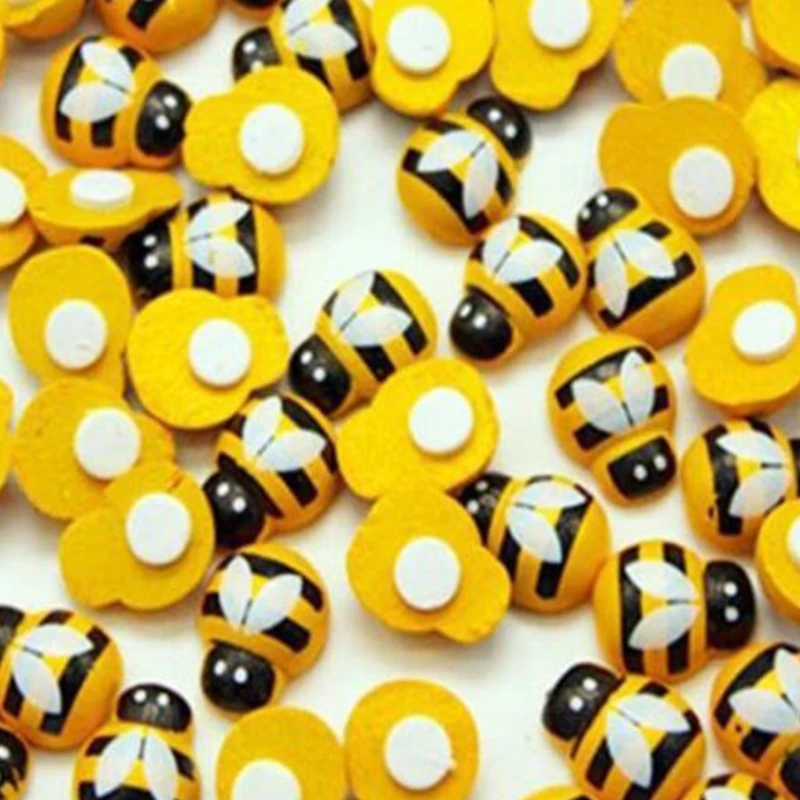 100 шт. самоклеящиеся маленькие деревянные шмели для скрапбукинга