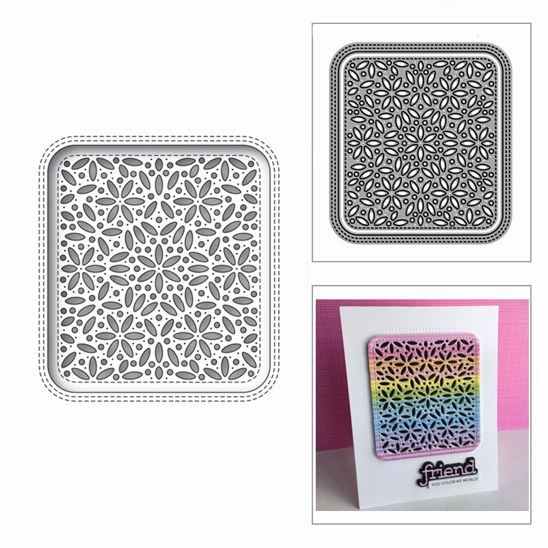 

New Flower Stitched Rectangle Craft 2021 Metal Cutting Dies for Scrapbooking and DIY Card Making Decor Embossing Mold No Stamps