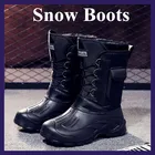 Зимние теплые мужские ботинки для снежной погоды, Нескользящие водонепроницаемые флисовые походные рыболовные ботинки, теплая хлопковая обувь на толстой флисовой подкладке