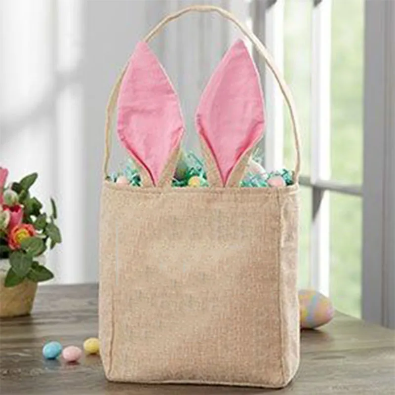 Счастливая Пасхальная корзина для кроликов с рисунком искусственное пасхальное