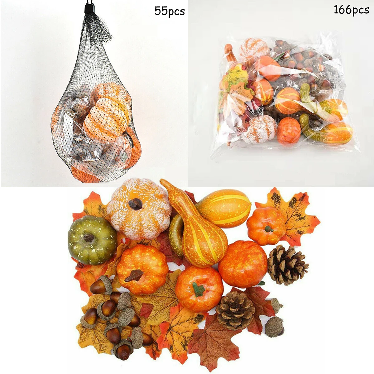 

166/55pcs Artificial Pumpkin Fall Harvest Decoration Autumn Fall Thanksgiving Wreath Banquet Home Decor Making Autumn Garlands