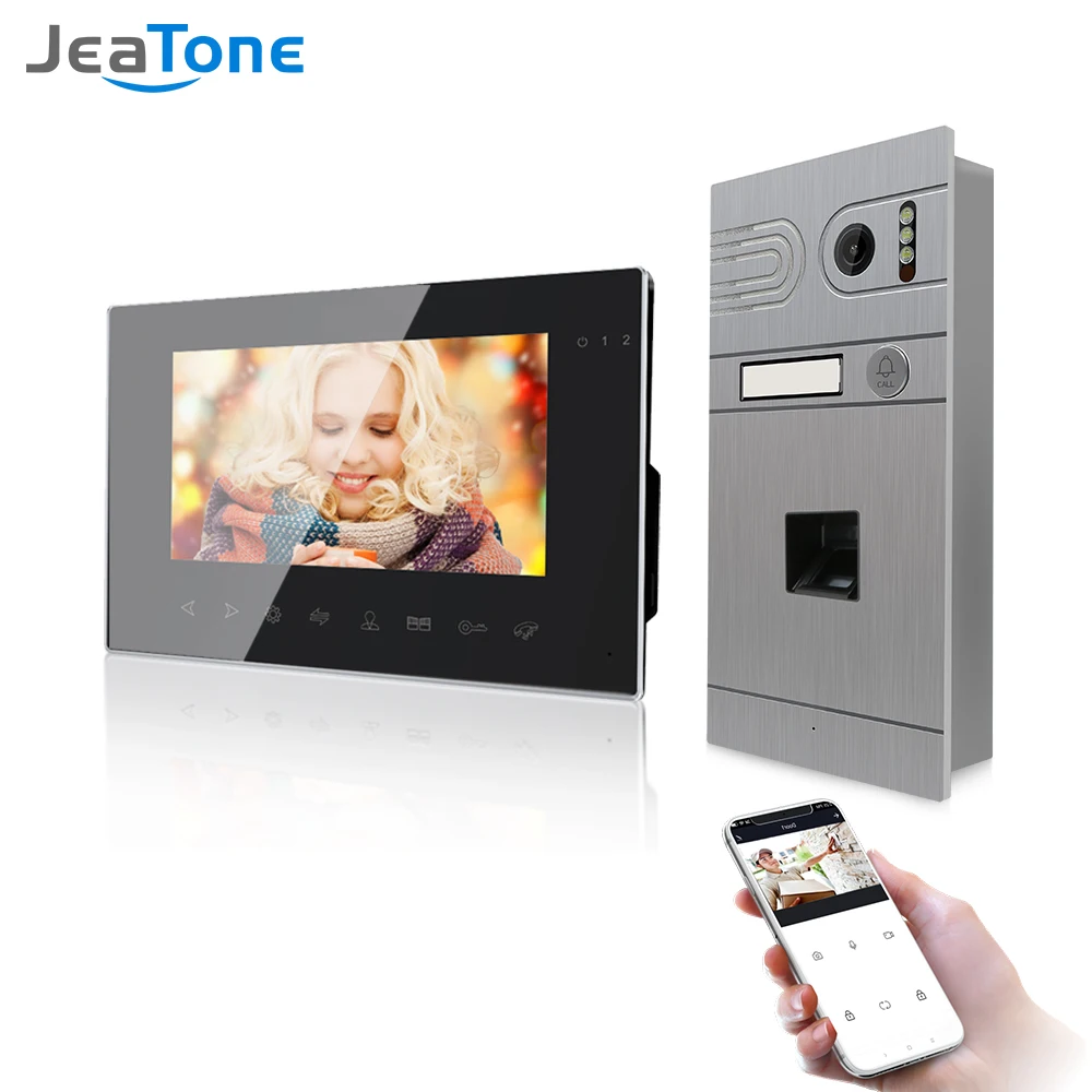 Jeatone 7 Inch Wireless Wifi  Video Intercom for Home IP Video Doorbell Fingerprint Unlock  AHD 960p Screen Wifi Intercom System