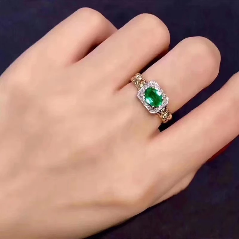 new style elegant green emerald ring for women jewelry 925 sterling silver natural real gem girl birthday gift | Украшения и