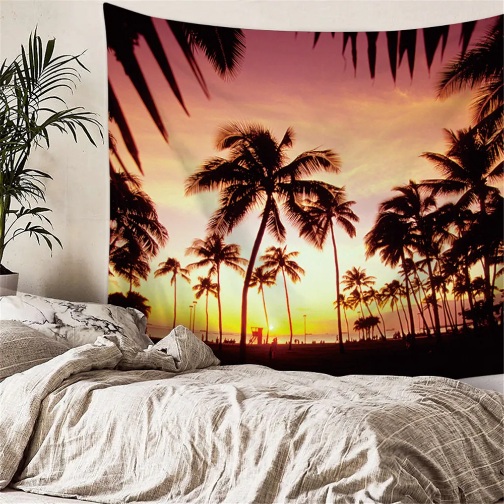 

Tapestry Wall Hanging Coconut Tree Sunlight Decorative Wall Carpets Large Wall Tapestry Cheap Hippie Art Tapestry
