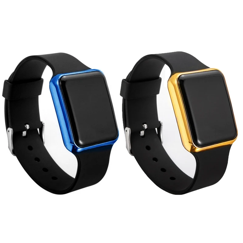 

Часы светодиодные цифровые для мужчин и женщин, Спортивные Повседневные, с силиконовым ремешком, водонепроницаемые электронные, с квадратным циферблатом, 2 шт.