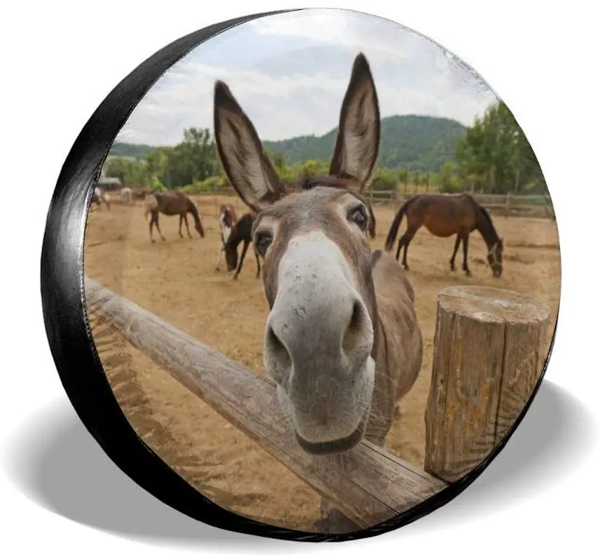 

Foruidea Funny Donkey Spare Tire Cover Waterproof Dust-Proof UV Sun Wheel Tire Cover Fit for Jeep,Trailer,