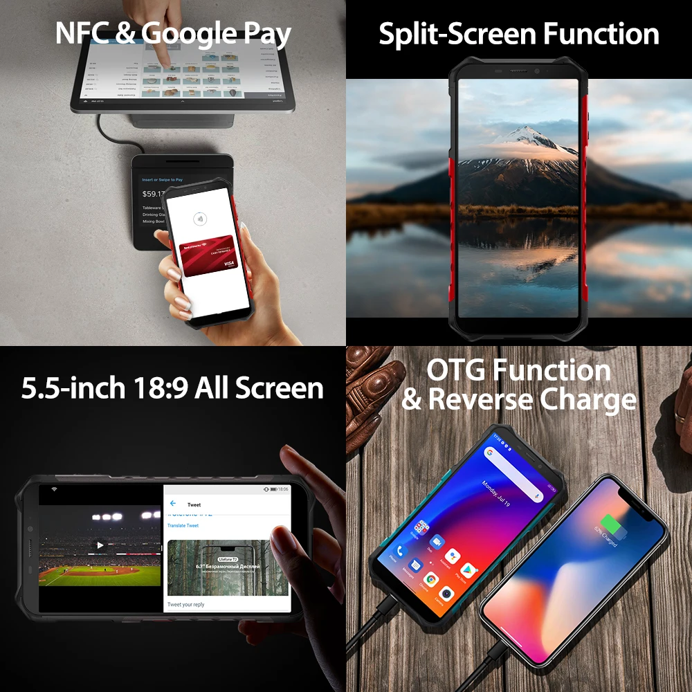 Ulefone Armor X9 / Pro Защищенный смартфон 4G LTE Android 11 3Гб 32Гб 5000мАч Водонепроницаемый NFC IP68
