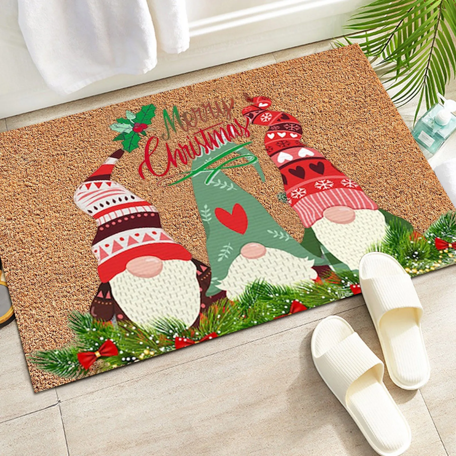Рождественский Придверный коврик кухонный для спальни Домашний напольный декор