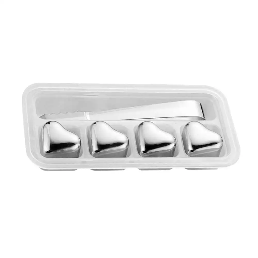 

Stainless Steel Ice Cubes With Clip Heart Shape Drinks Cooler Rocks Ice Chilling Stones For Wine Bar Tools Kitchen Supplies