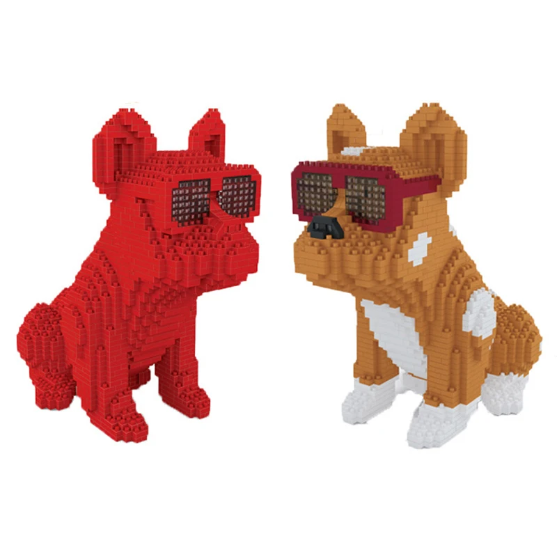 Boyu очки бульдог пятнистая собака красное животное домашнее DIY 3D модель Мини