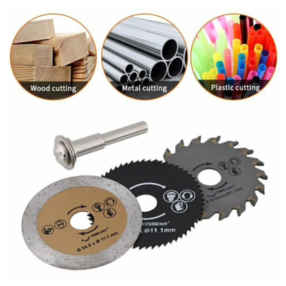 

3PCS HSS 54.8mm Mini Wood Circular Saw Blade Cutting Rotary Tool+Mandrel Kit Saw Blades 50mm/1.97\" Mandrel