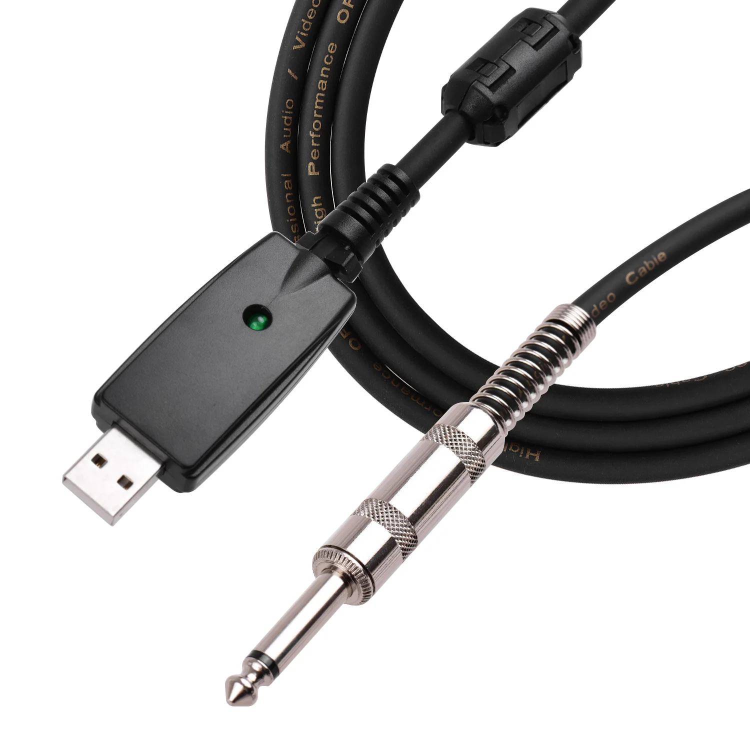 

USB Guitar Andio Cable USB Male Interface to 6.35mm (1/4inch) Mono Electric Guitar Connection Cable Professional Guitar to PC