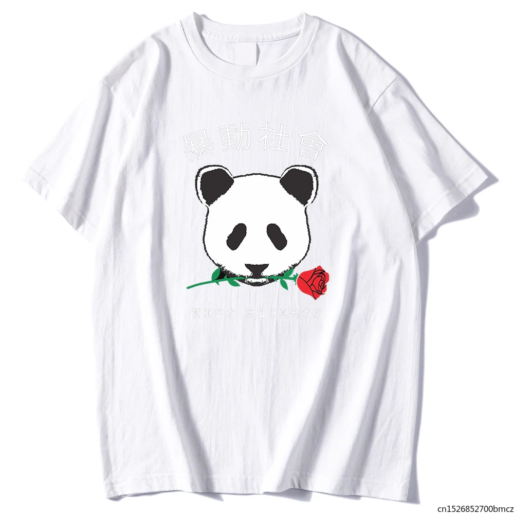 

Red Panda With A Rose In His Mouth Print Women T Shirt Vogue Loose Street Vintage Comfortable Women's Top