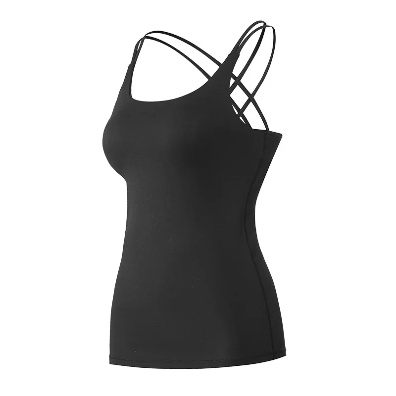 

Seamless Fitness Underwear Women Running Vest Sling with Chest Pad Cross Solid Breathable Exercise Beautiful Back Sportswear