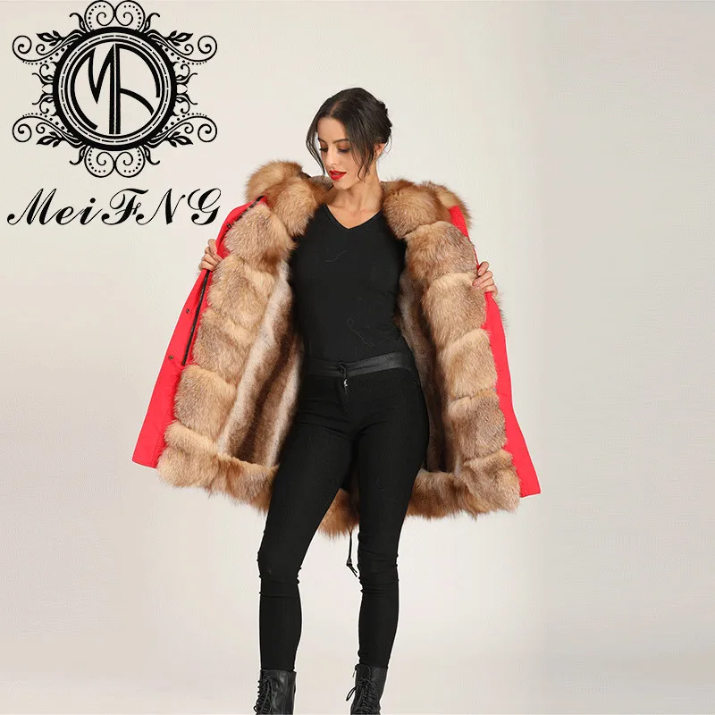 Корейская мода из натурального меха Красной лисы длинный большой мех Роскошная