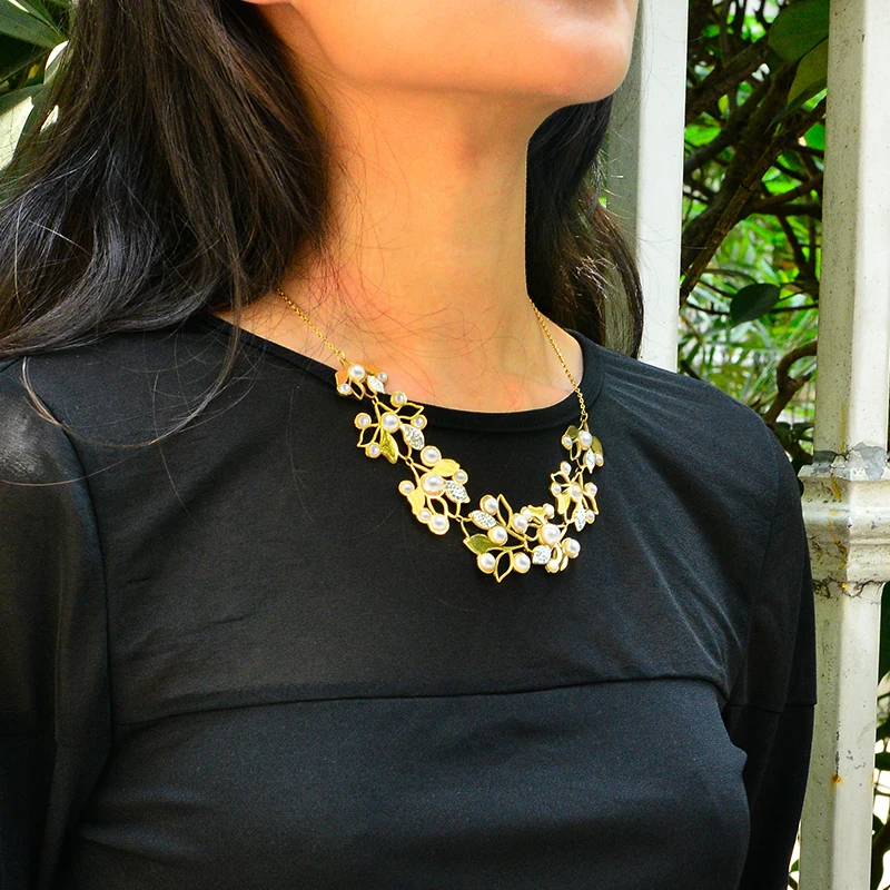 Baoyan готическое ожерелье из натурального пресноводного жемчуга с цветком