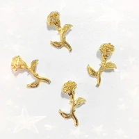 100pcs gold flower rose 3d alloy nail art rhinestone metal manicure nails accessories nail art decoration diy charms