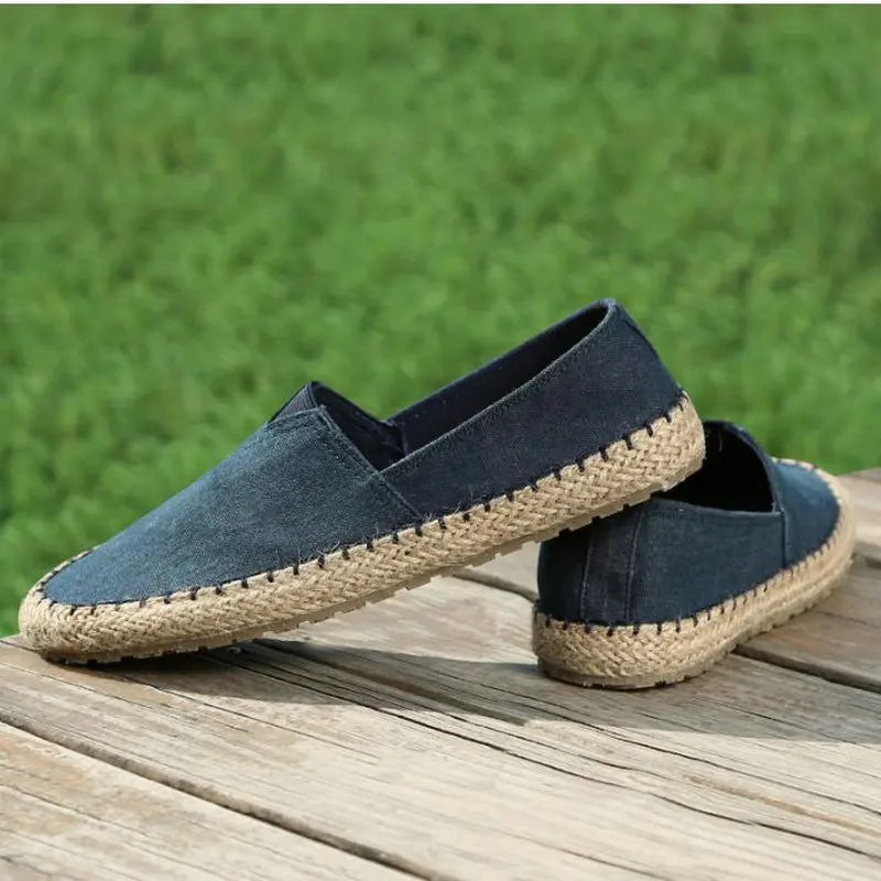 High quality Espadrilles Footwear Men's Flat Canvas Shoes Hemp Lazy Flats For Men Moccasins Male Loafers Driving 997 | Обувь