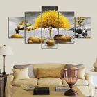 Без рамы 5 шт. Роскошный Золотой дерево живопись на холсте принты современные настенные декоративные Плакаты для Гостиная офисные домашний декор