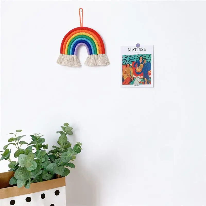 

Rainbow Handmade Woven Nordic Handmade Woven decor Wall Door Hanging Decoration For Kids Bedroom Living Room