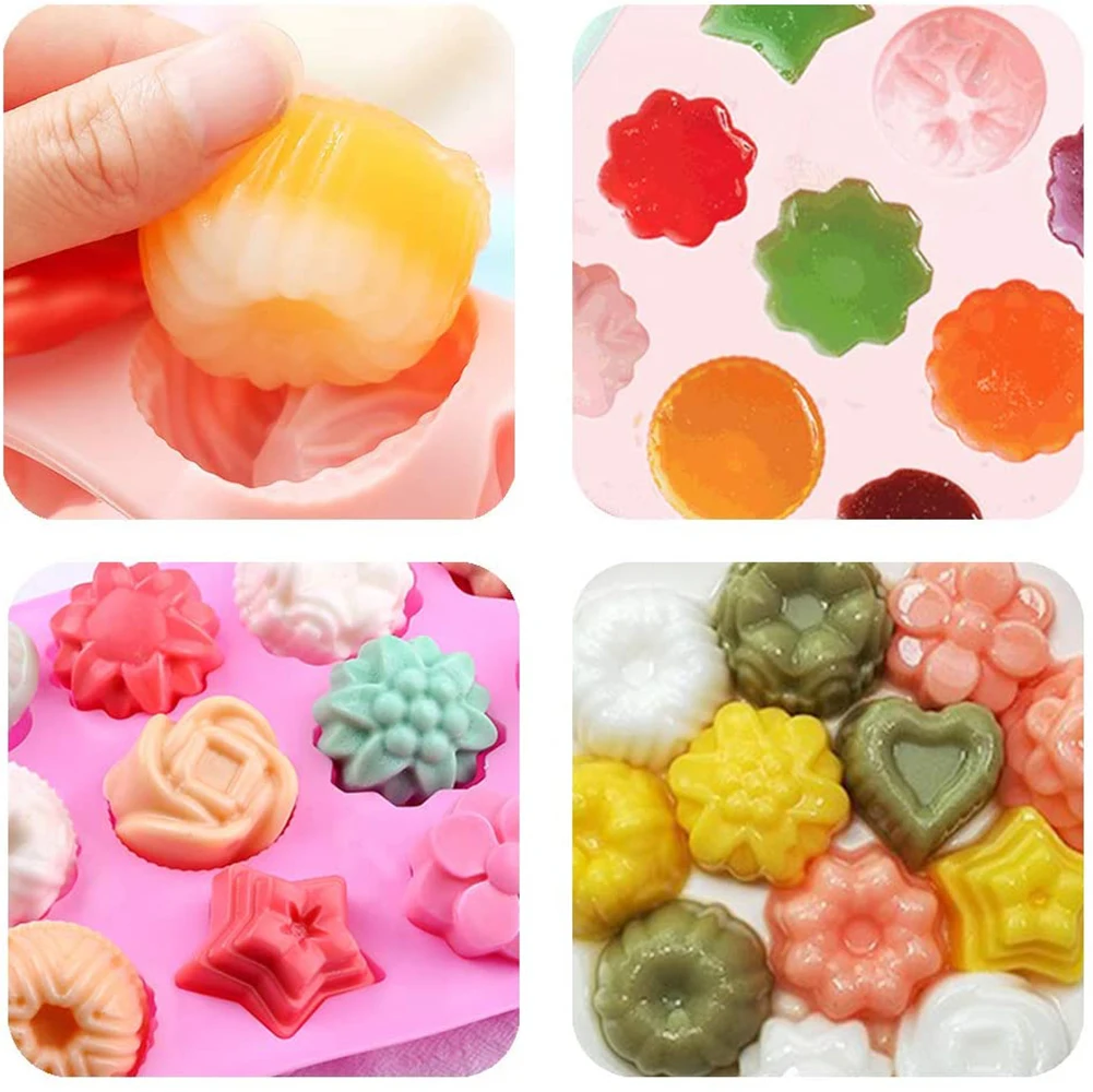 12 Flowers DIY Cake Mold Kitchen Silicone Form For Muffin Silikon Bakeware Rubber Baking Tools Mould Chocolate Egg Tart Mold