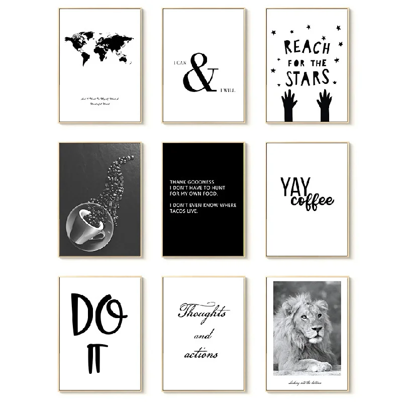 Абстрактная Картина на холсте с изображением кофейных зерен символов животных