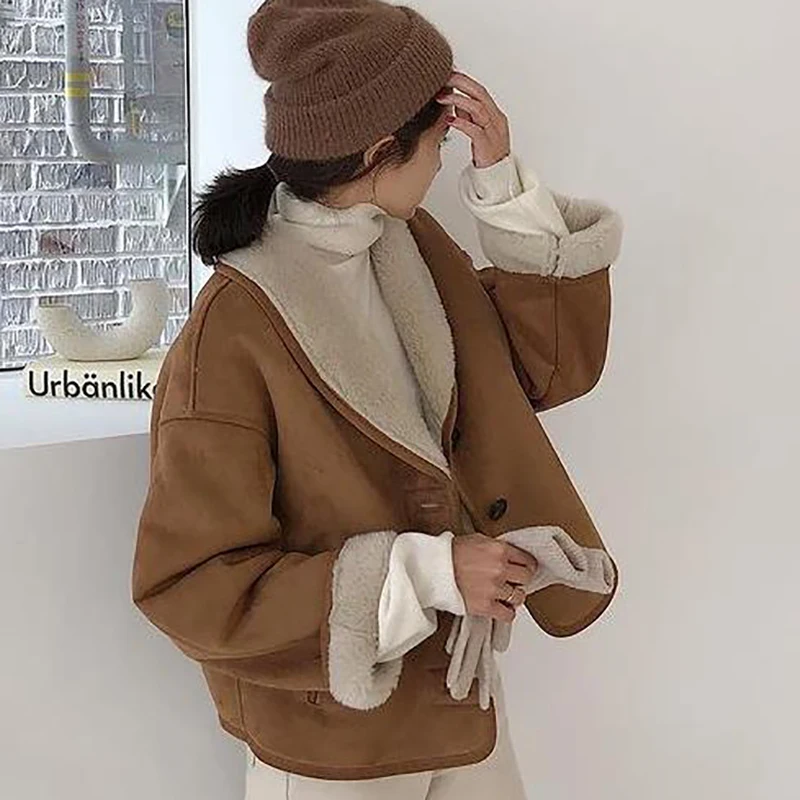 South Korea chic French style coats women winter loose thick wool cotton-padded jacket out wear female clothing parkas 10151# | Женская