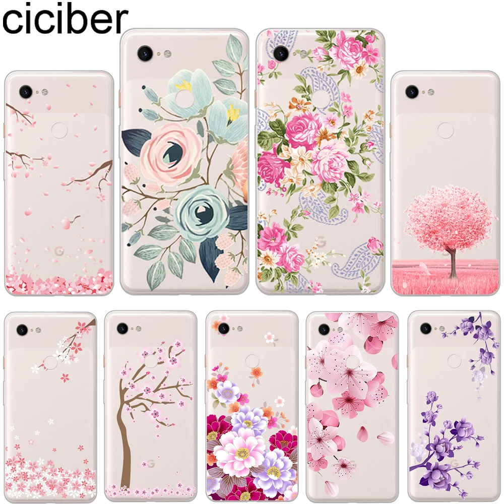

ciciber Cherry blossoms Soft TPU Cases For Google Pixel 3 2 XL Phone Case Silicone Back Cover for Pixel 3a 4 XL rose Coque Funda