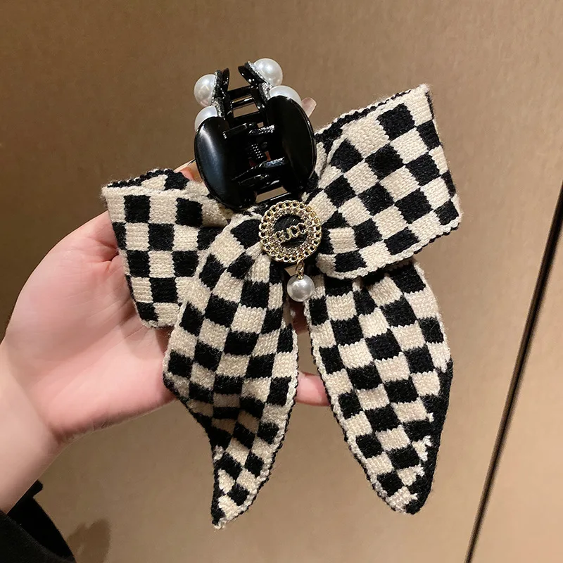 Заколка для волос в черно-белую клетку девочек | Красота и - Цена: 661.36