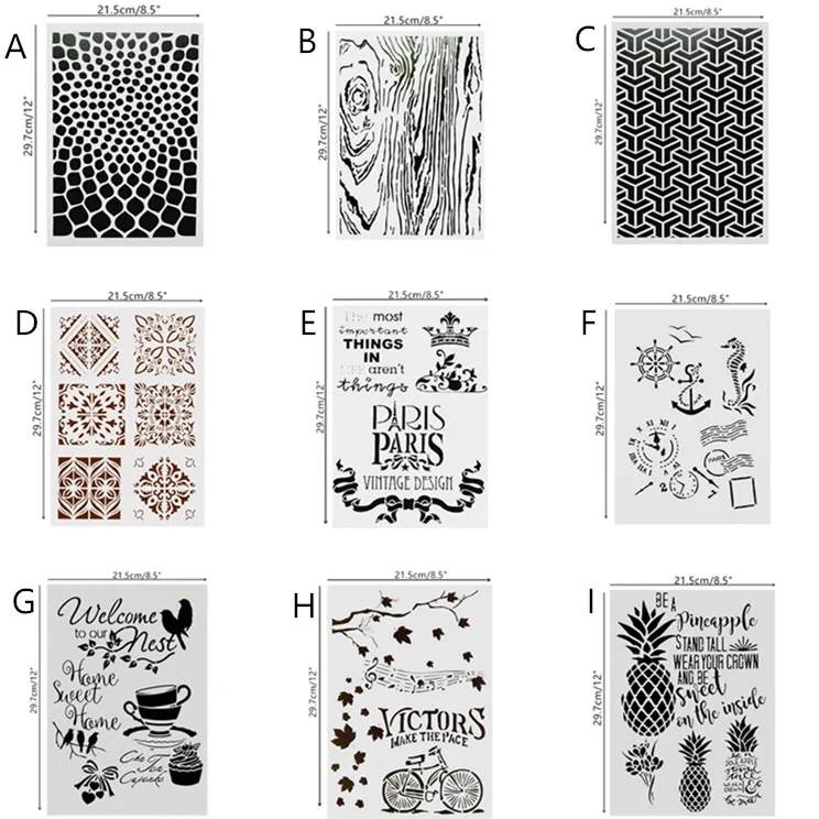 DIY украшения Искусство Многослойные трафареты шаблоны для стены мебель Дерево